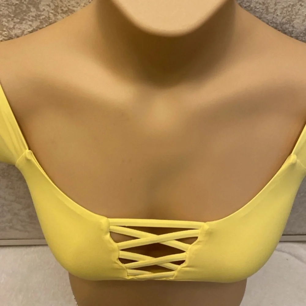 Dippin' Daisy's Yellow Crisscross Bikini with Floral Bottom
